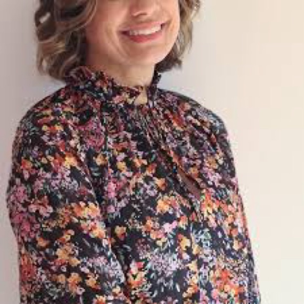 H&M Pink and Orange Ruffled Blouse